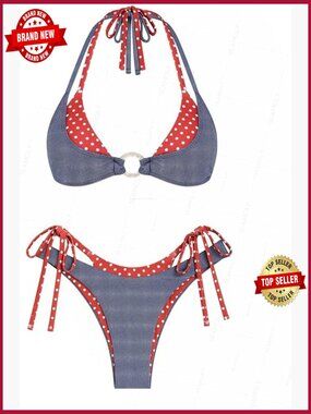 High Stretch O Ring Halter Bikini Set with Removable Pads